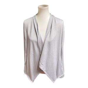 Marika Heather Gray Desi Drape Open Front Cardigan Sweater L